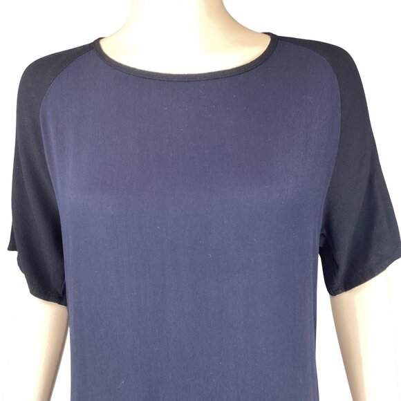 Monrow Womens Dress Size Small NWT Crepe Raglan Colorblock Navy Blue & Black - Picture 3 of 8